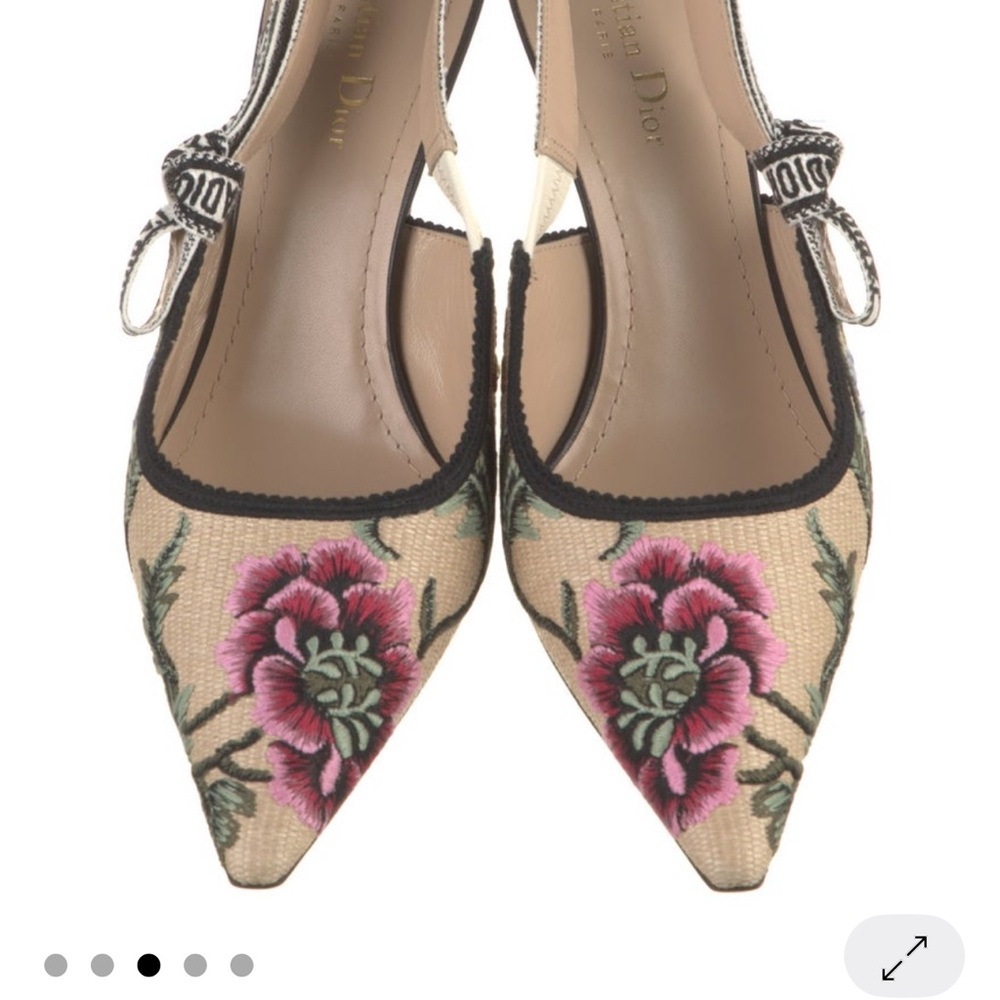 Dior Beige Floral Slingback Heels